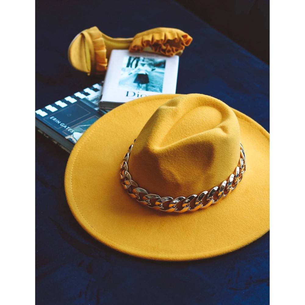 NEW LITTLE SECRET OF MINE women's fedora hats in mustard